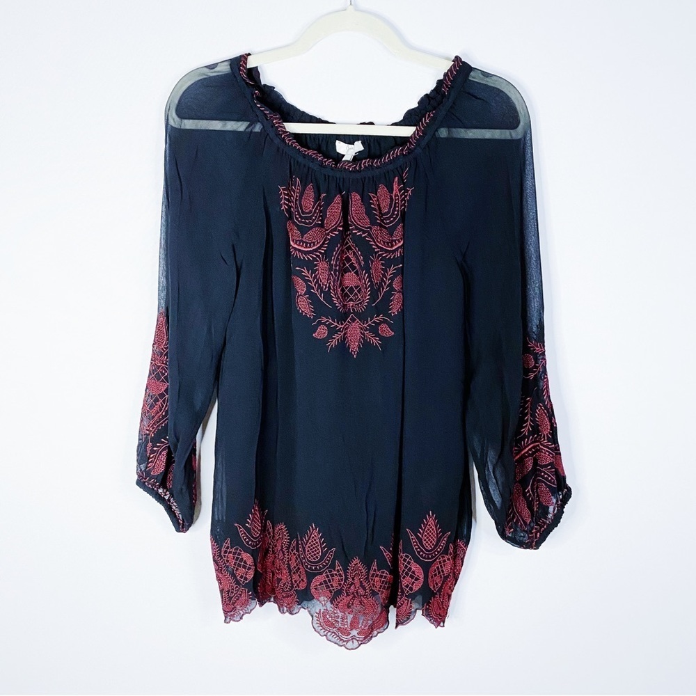 Joie - Embroidered Long Sleeve Blouse